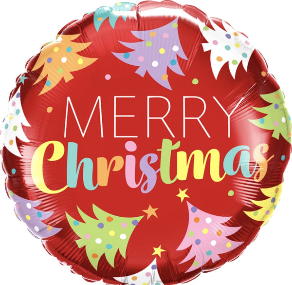 18" ROUND FOIL CHRISTMAS TREE RED